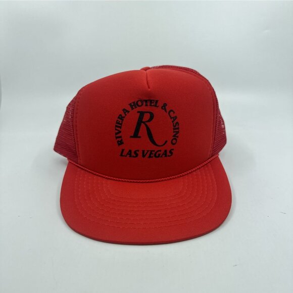 Vintage Riviera Hotel & Casino Las Vegas Trucker Hat Red Foam Mesh Snapback Cap - Picture 1 of 13